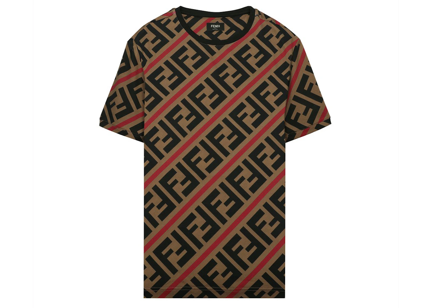 Fendi FF Monogram Printed T-shirt Brown/Red Men's SS21 US
