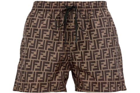 Short de bain Fendi FF Motif Marron Homme de la Collection SS22 FR