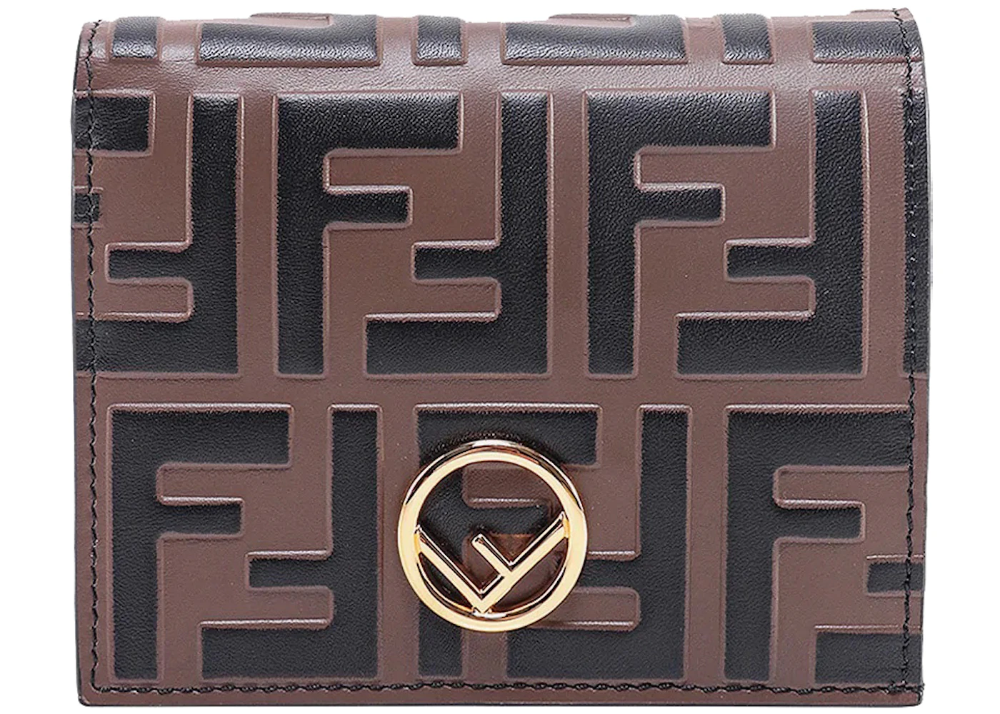 Fendi FF Motif Wallet Small Black/Brown in Leather - US