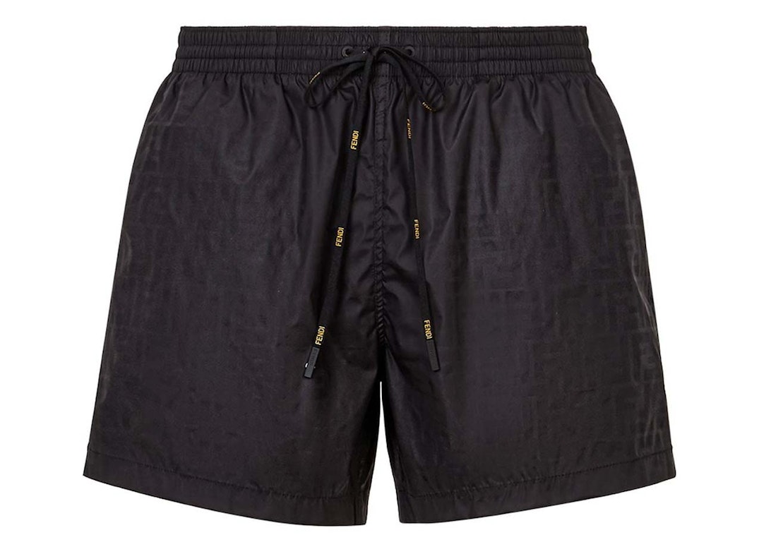 Pre-owned Fendi Ff Print Swim Shorts Black