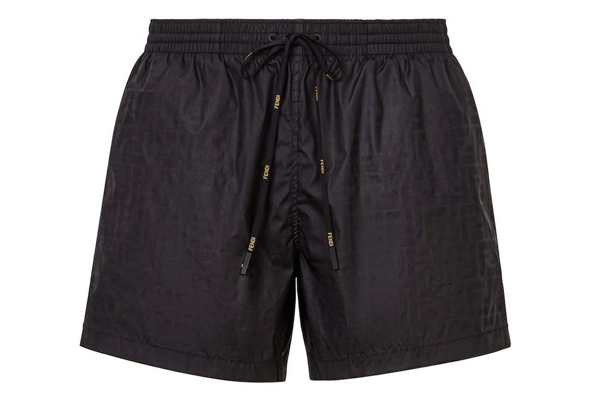 Pre-owned Fendi Ff Print Swim Shorts Black