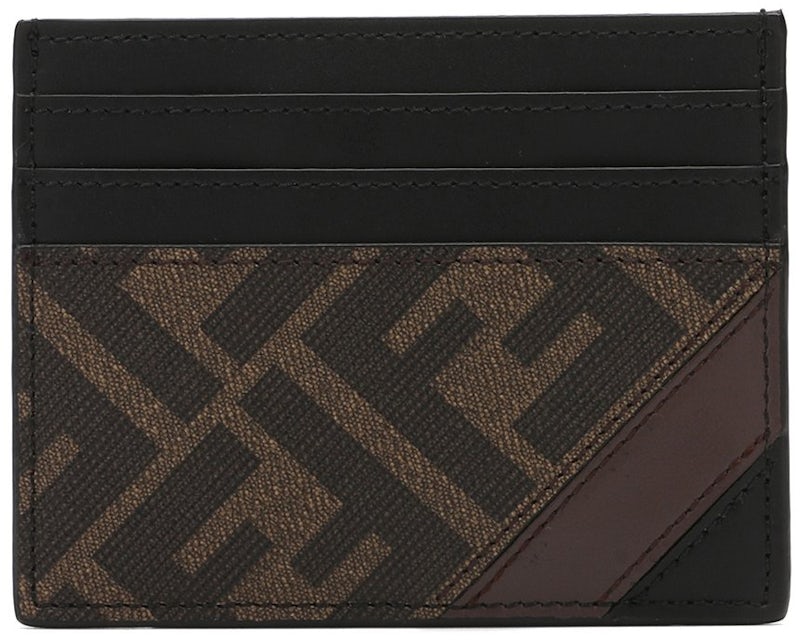 Fendi Leather And Ff Fabric Card Case for Men