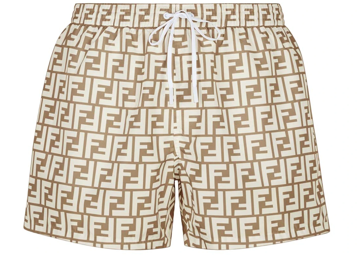 Fendi Fabric Swim Shorts Beige Men's - US