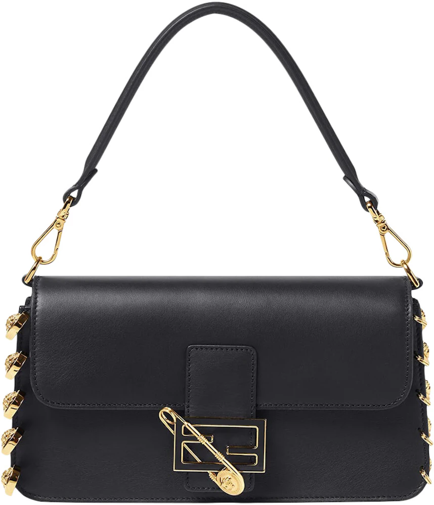 Fendi Fendace Baguette Shoulder Bag Black in Leather with Gold-tone - US