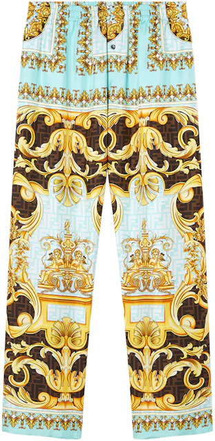 Fendi Fendace Baroque Mens Pyjama Bottoms Gold/Blue Men's - SS22 - US