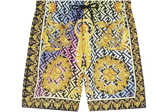 Fendi Fendace Baroque Short de bain mi-long Doré