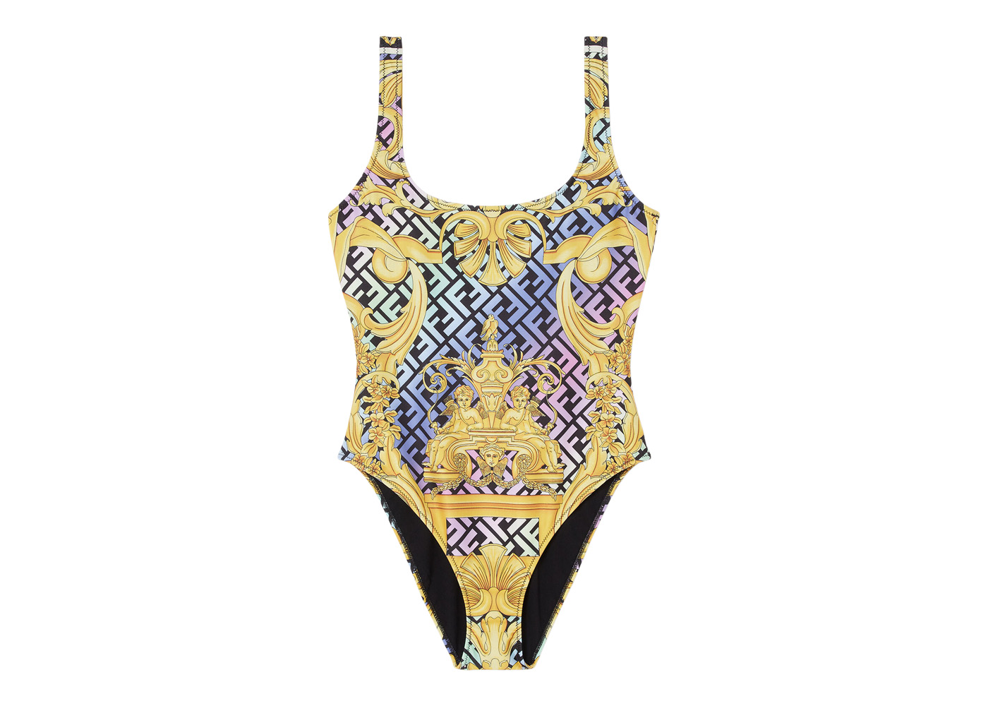 Fendi Fendace Baroque One-Piece Swimsuit Gold/Multi - SS22 - US
