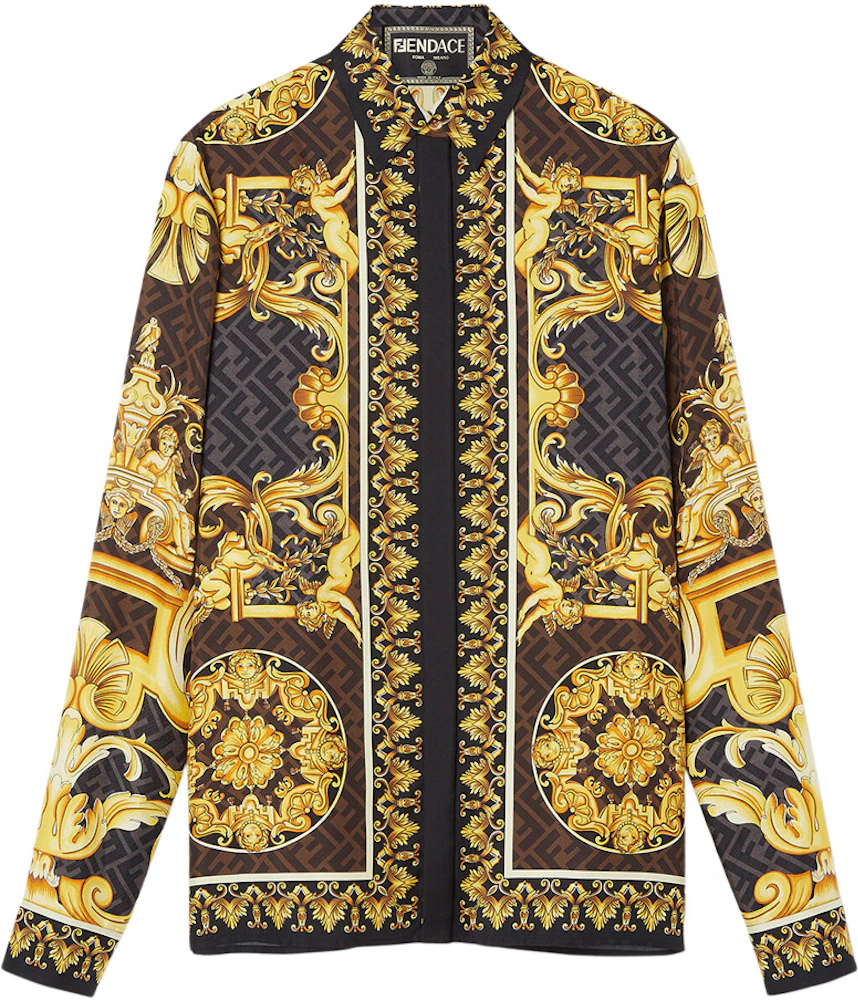 Fendi Fendace Baroque Silk Shirt Gold - SS22 - ES