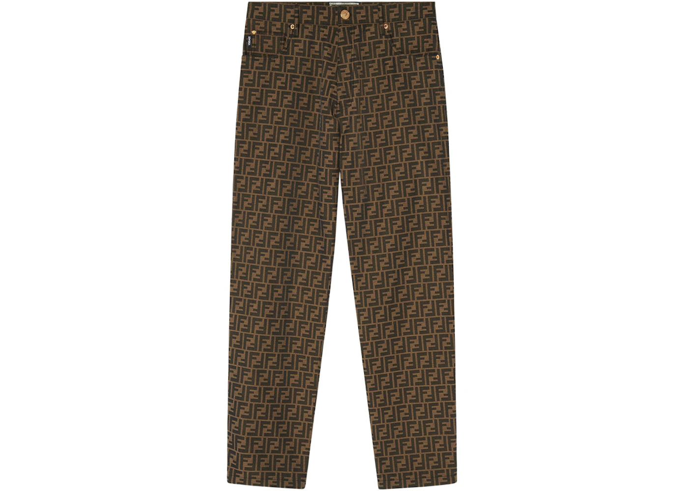 Fendi Fendace FF Pantalon évasé en jacquard Marron Homme de la