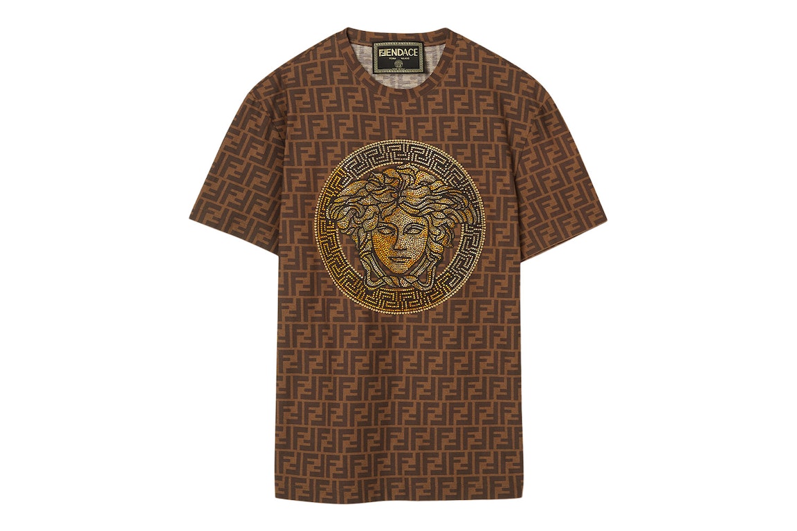 Pre-owned Fendi Fendace Ff T-shirt Brown/gold