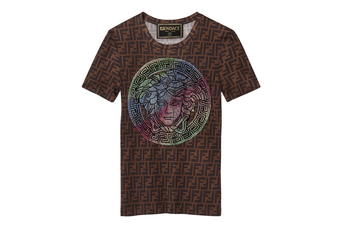 Pre-owned Fendi Fendace Ff T-shirt Brown/multicolor
