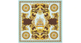 Fendi Fendace Gold Baroque Silk Foulard Blue/Gold Baroque Print