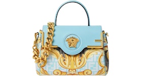 Fendi Fendace La Medusa Medium Handbag Gold Baroque/Blue