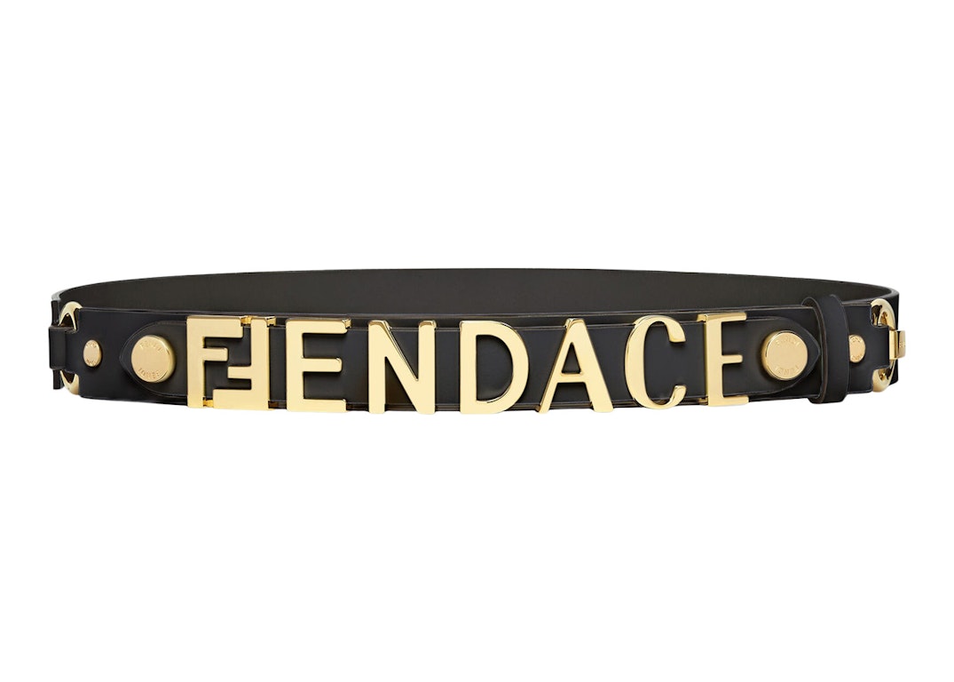 Pre-owned Fendi Fendace Leather Logo Belt Black