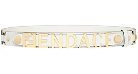 Fendi Fendace Leather Logo Belt White