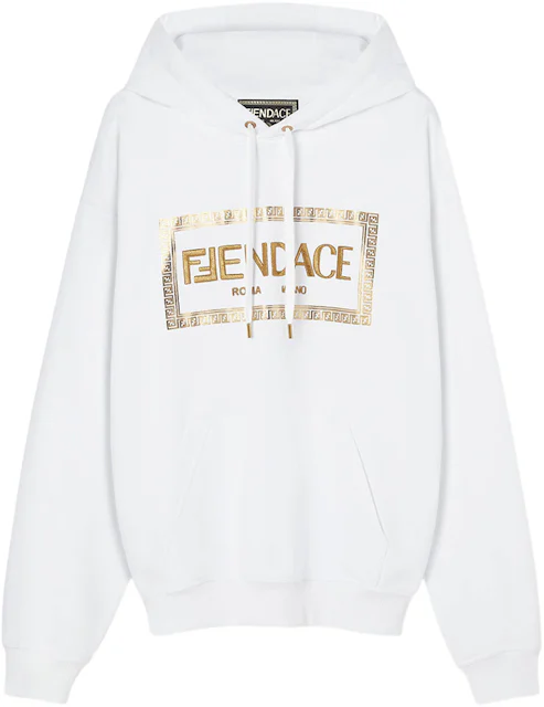 Fendi Fendace Logo Mens Hoodie White/Gold Men's - SS22 - US