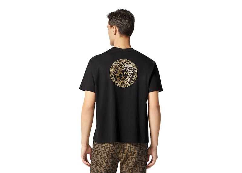 Fendi t shirt black and clearance gold