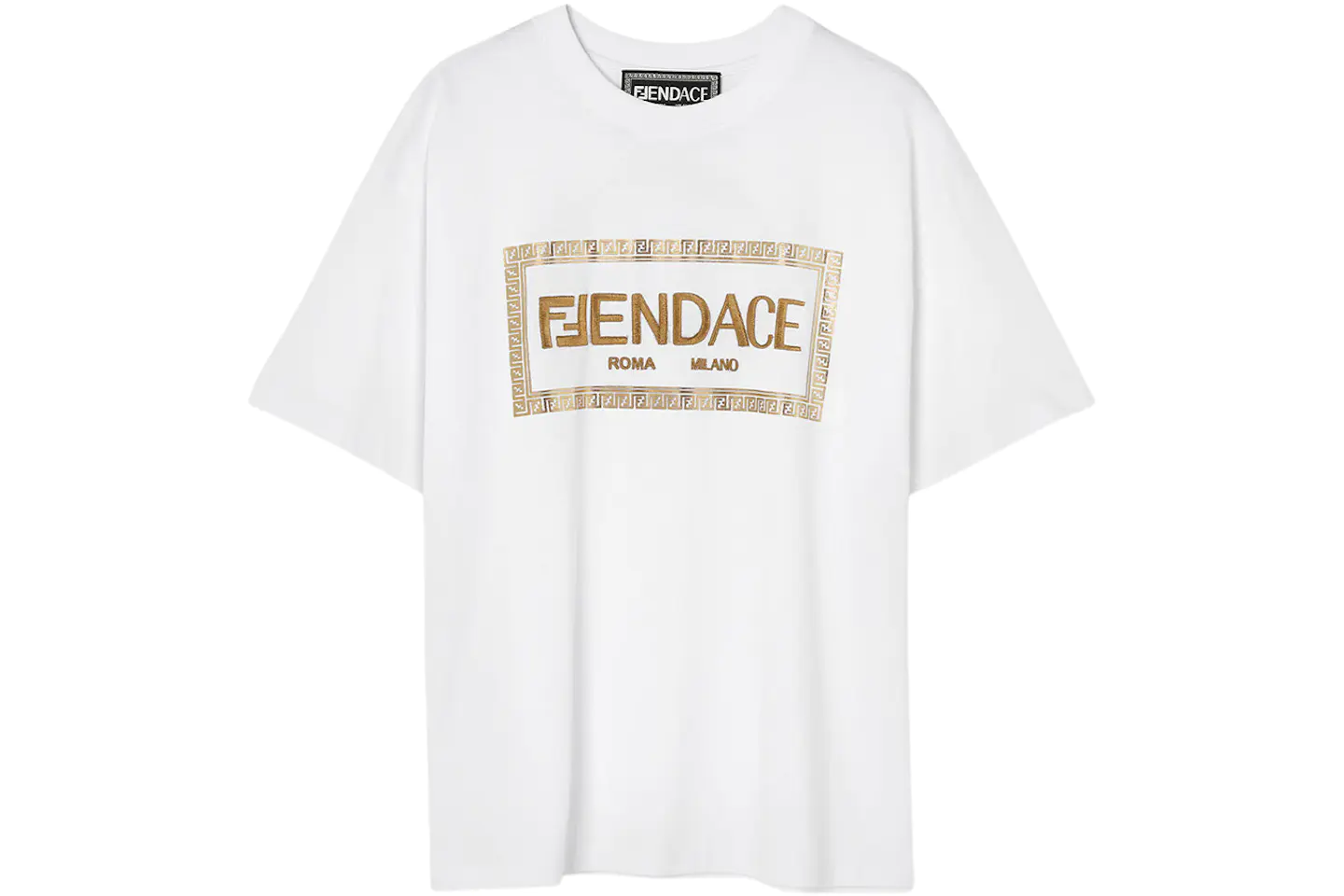 Fendi Fendace Logo Mens T-shirt White/Gold - SS22 - DE