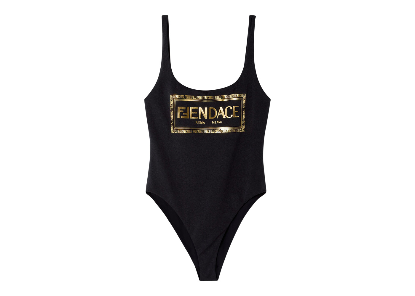 Fendi Fendace Logo One-Piece Swimsuit Black/Gold - SS22 - US