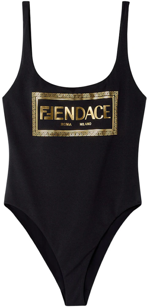 Fendi Fendace Logo One-Piece Swimsuit Black/Gold - SS22 - US