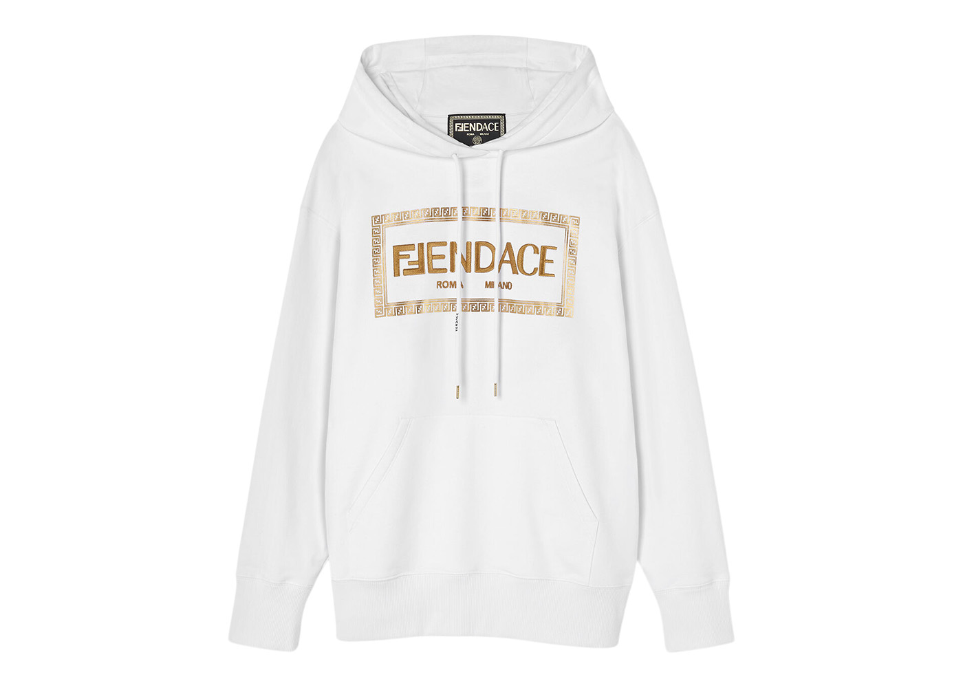 Fendi Fendace Logo Womens Hoodie White/Gold - SS22 - JP