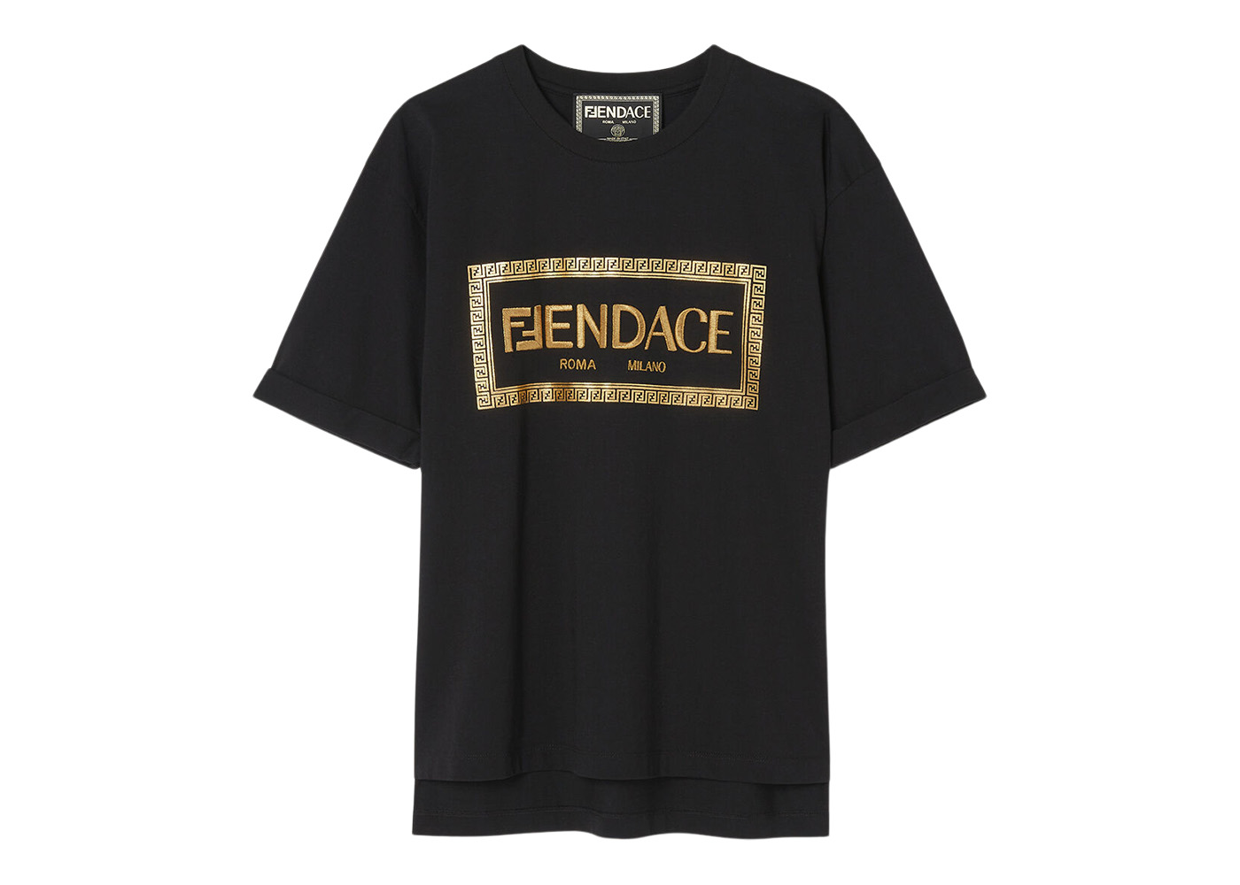 Fendi Fendace Logo Womens T-shirt Black/Gold - SS22 - US