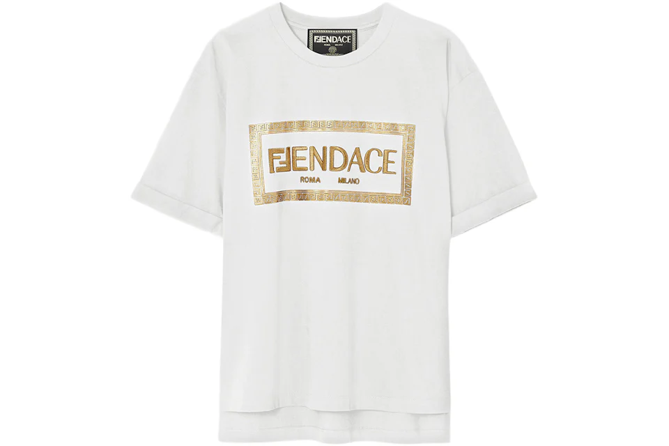 Fendi Fendace Logo Womens T-shirt White/Gold - SS22 - US