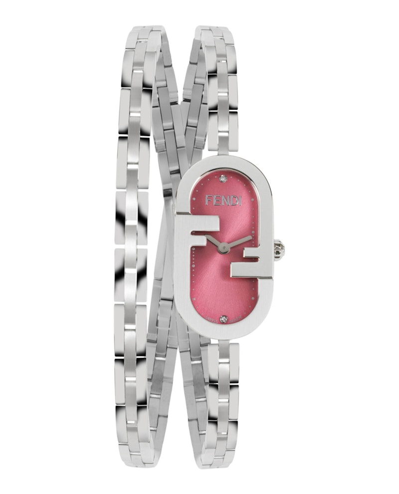 Pre-owned Fendi Women's O'lock Bracelet F148011401 Watch In Stainless Steel In Silver