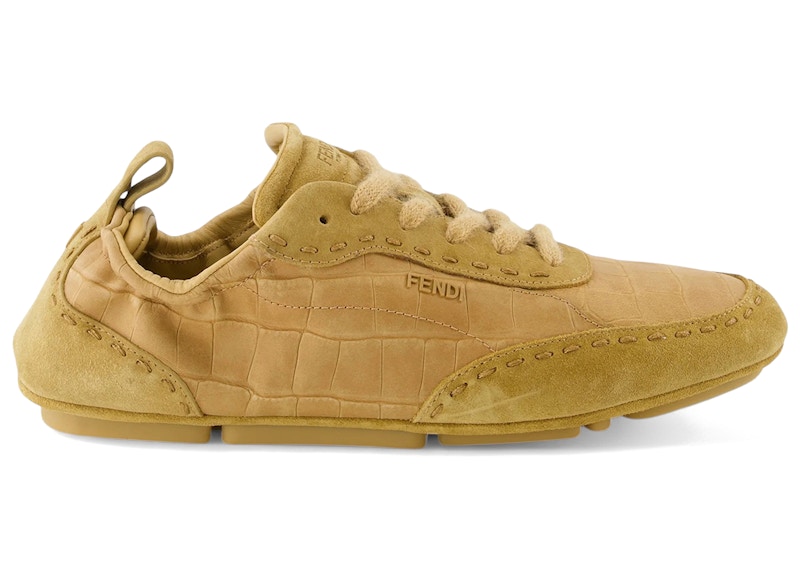 Fendi Fit Lace-Up Trainers Beige Rame