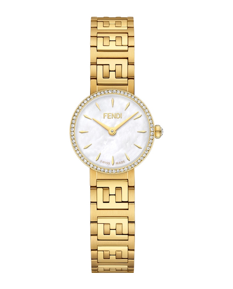 【FENDI】Forever Fendi Diamond Watch 29mm Forever Fendi 29mm Watch with FF Logo Bracelet, Black MOP