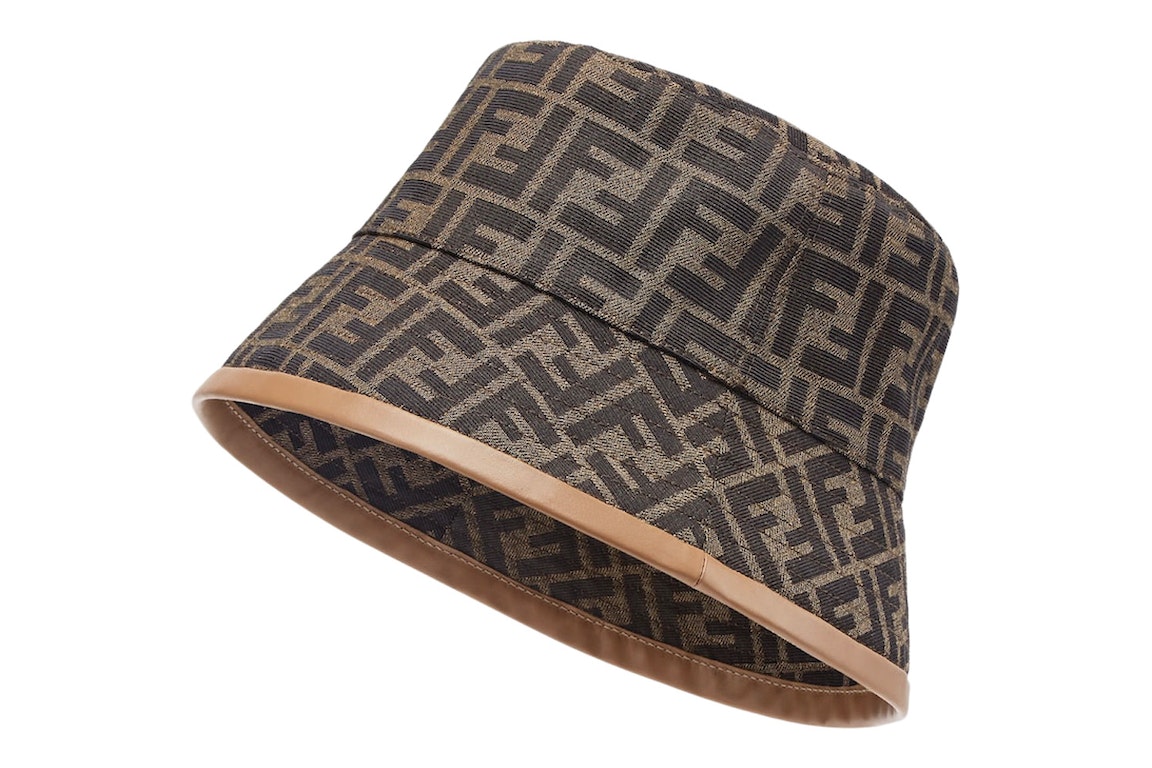 Pre-owned Fendi Jacquard Ff Fabric Bucket Hat Brown/beige