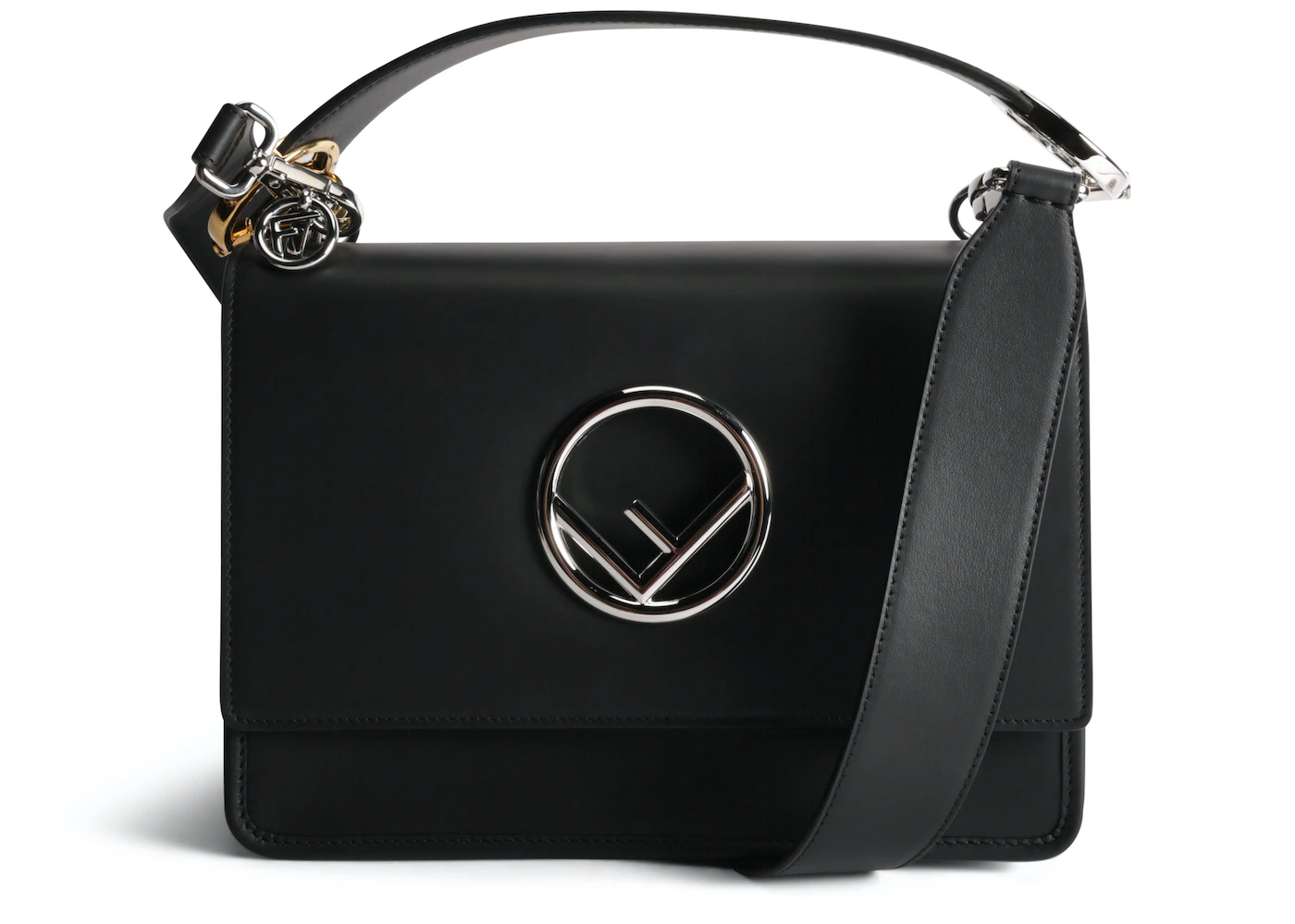 Fendi Kan I F Shoulder Bag With Removable Shoulder Strap Black in Leather  with Silver-tone - US