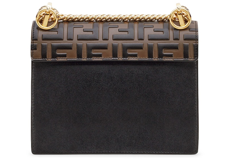 Fendi Kan I Shoulder Bag FF Small Black/Brown in Calfskin with Goldtone