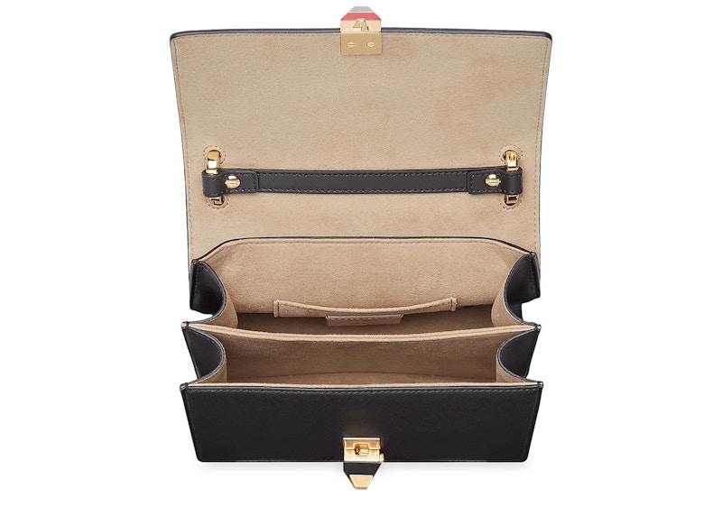 Fendi Kan I Shoulder Bag FF Small Black/Brown in Calfskin with Goldtone