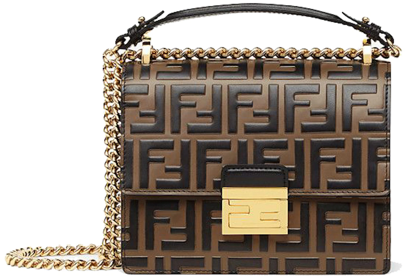Fendi Kan U Bag Small Brown in Calfskin Leather with Gold-tone - US