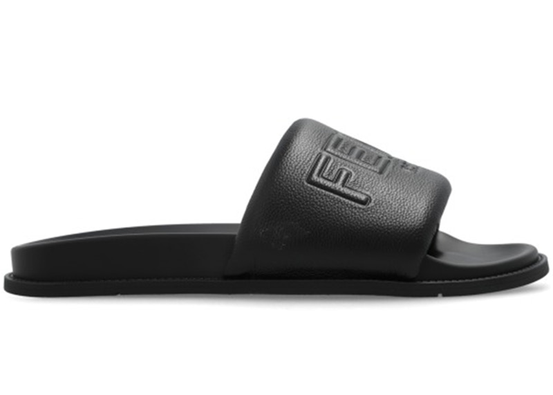 Fendi Roma Slipper aus Leder mit breitem Band, Schwarz