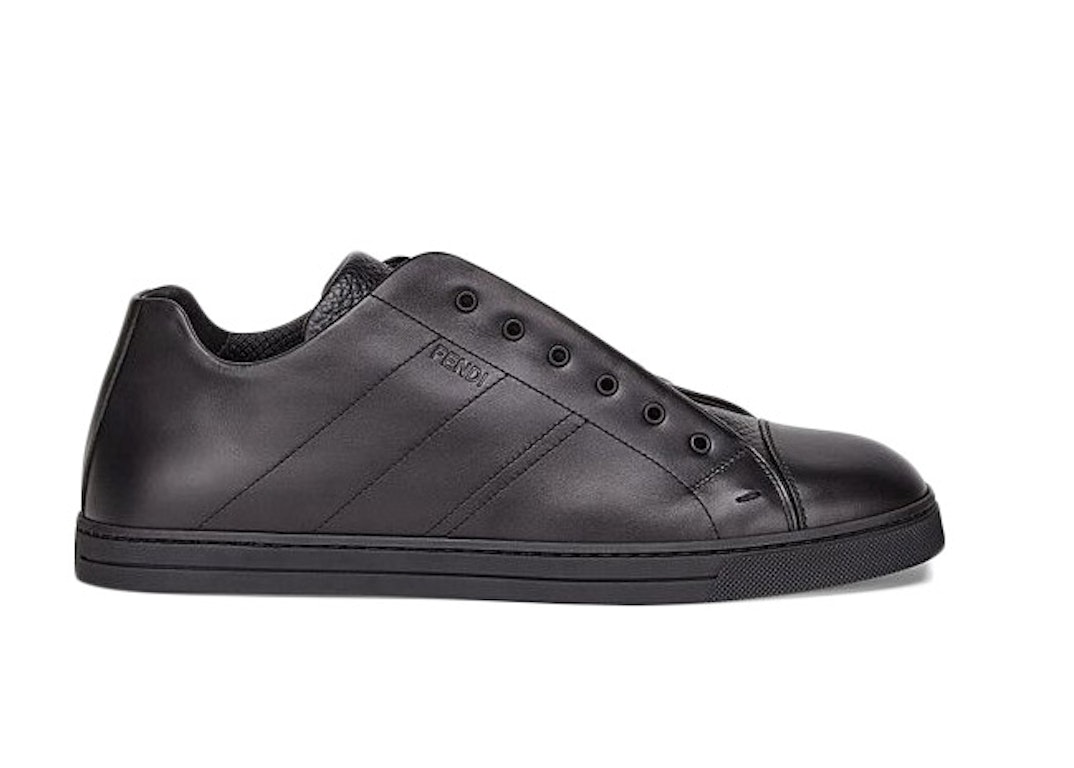 Pre-owned Fendi Leather Slip Ons Triple Black