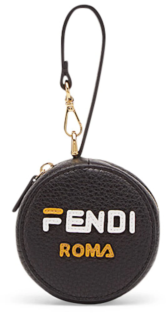 Fendi Mania Backpack Charm Black in Calfskin/Nylon with Gold-tone - US