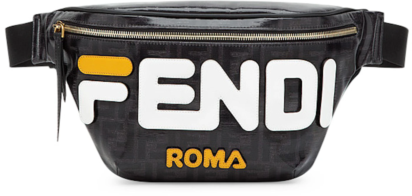 Fendi Logo Ff Fabric Pouch in Black for Men