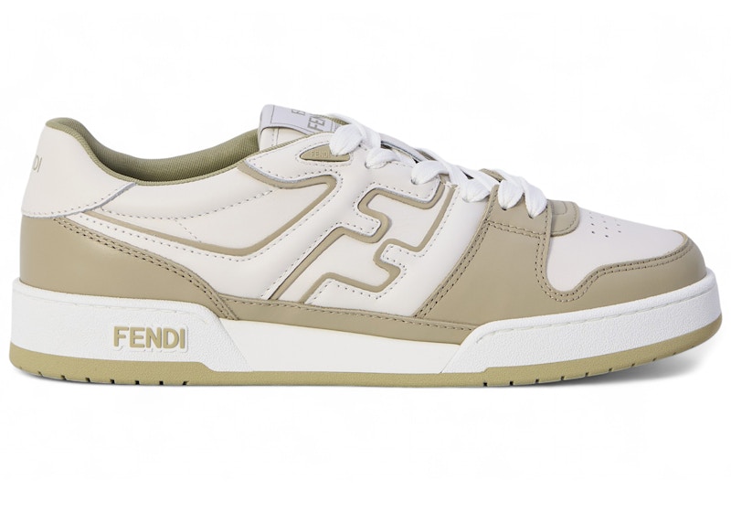 Pre-owned Fendi Men's  Match Low Sneakers In White/khaki In Multi