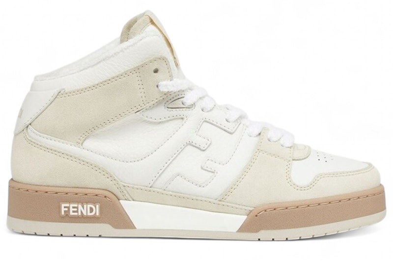Pre-owned Fendi Match Mid (women's) Sneakers In White/cream