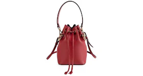 Fendi Mon Tressor Leather Mini Bucket Bag Red