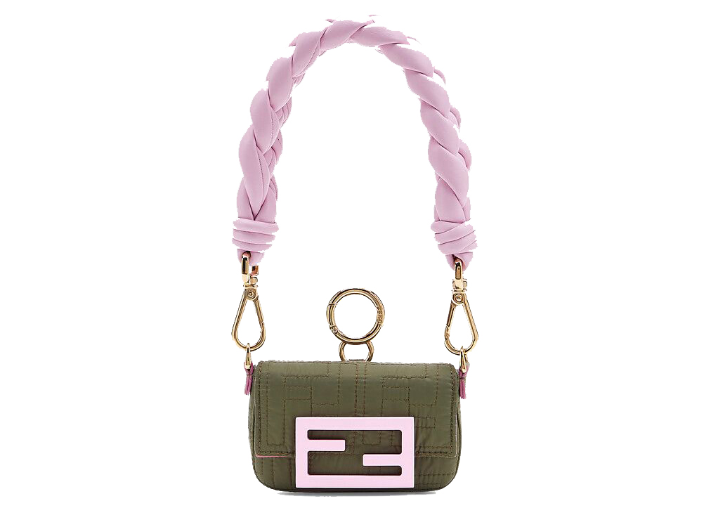 Fendi Nano Baguette Charm Pouch Green in Nylon with Gold-tone - US