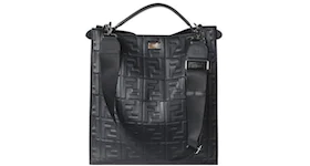 Fendi Peekaboo X-Lite Fit Nappa Embossed Handbag Large Black