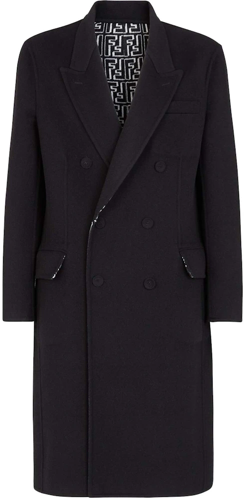 Fendi Reversible Double-Breasted Wool Coat Black Men's - US