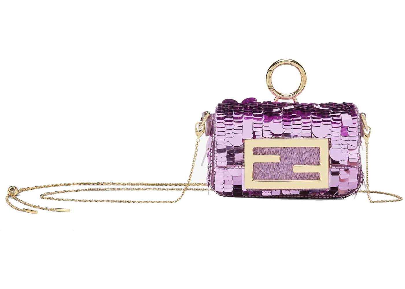 Fendi Sequin Nano Baguette Charm Light Purple in Polyester with Gold ...