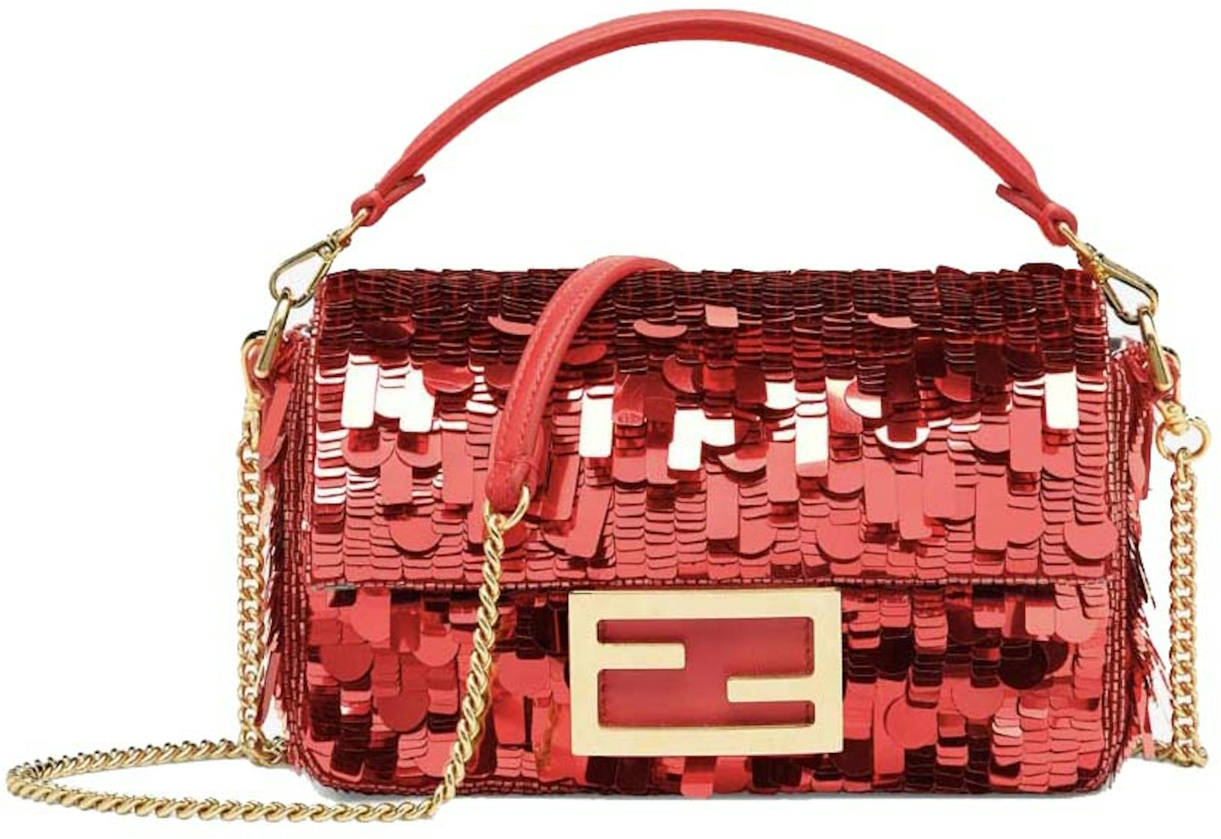 Baguette - Pink sequin and leather bag