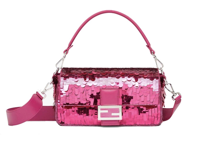 Fendi Sequined Baguette Pink in Polyester with Silver-tone - US