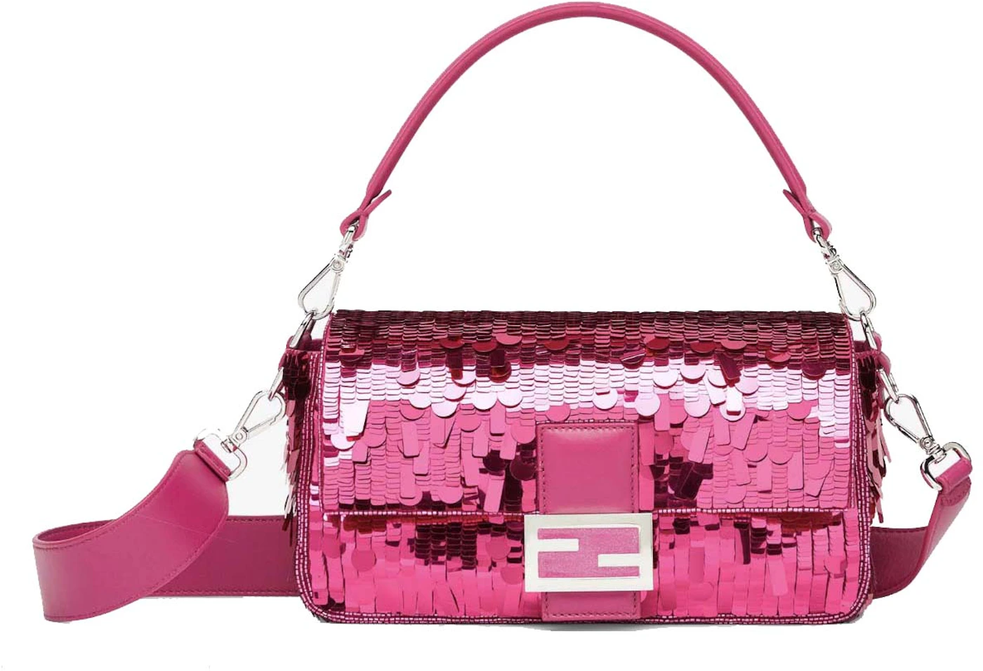 BAG: @fendi Fendi Baguette Bag Pink Paillettes Exotic Skin Handle