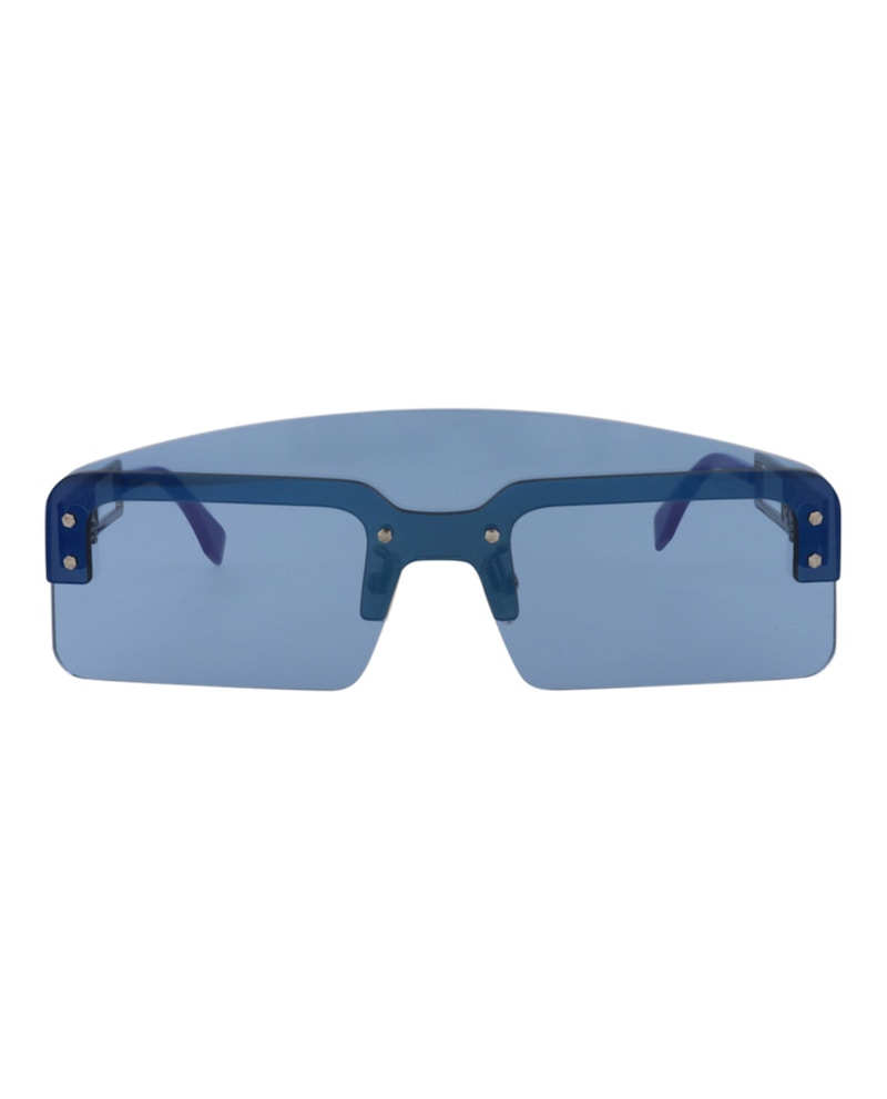 Fendi Shield-Frame Metal Sunglasses Ruthenium Ruthenium Blue (FE40023U-00-12V)